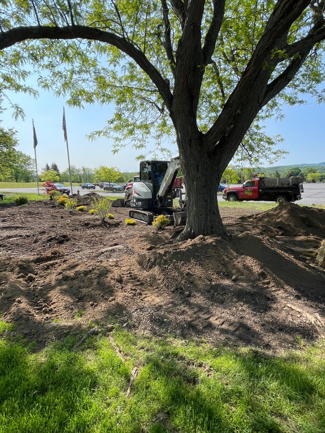 A yard getting an excavation job taken care of by our professionals.